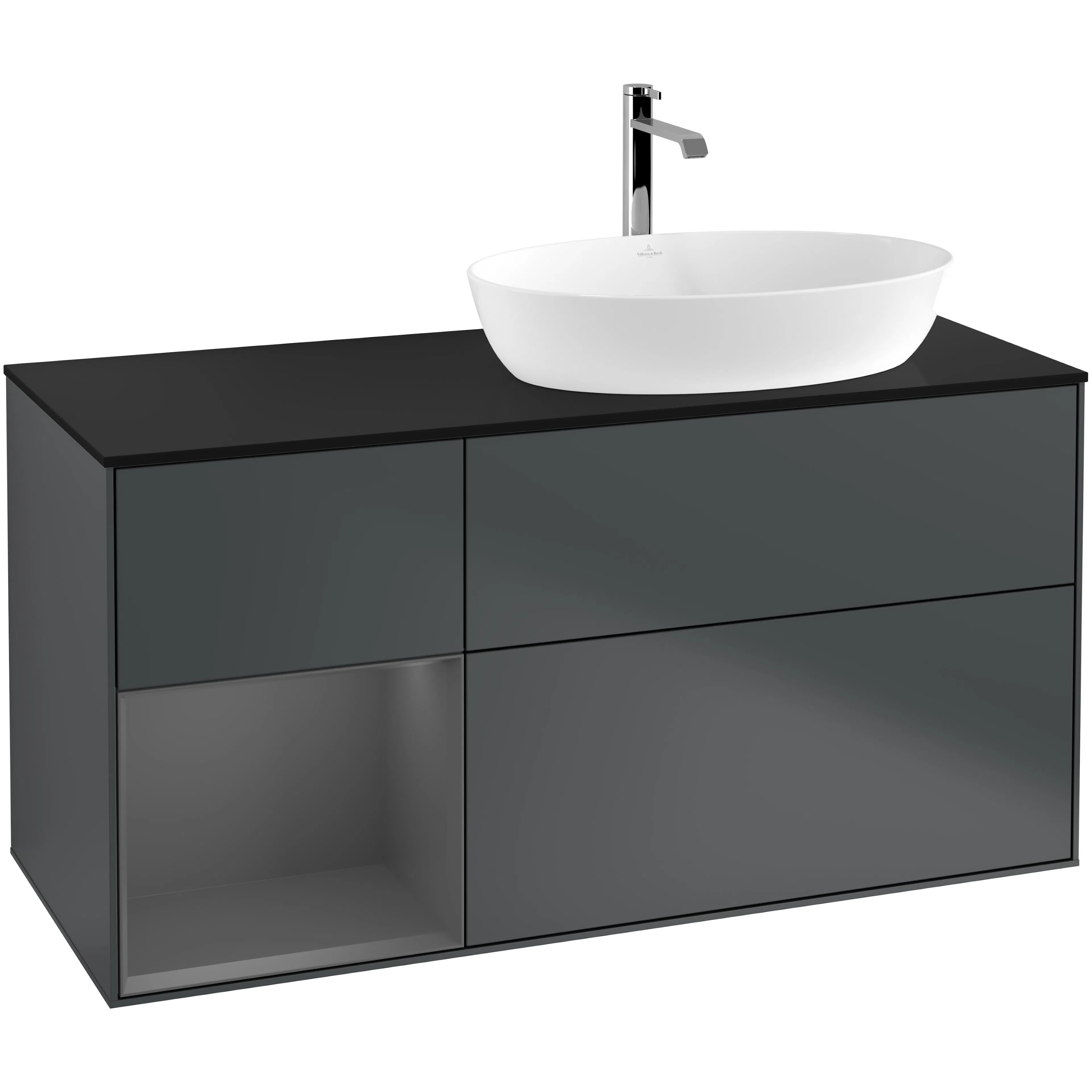 Tvättställsskåp Villeroy & Boch Finion med 3 Lådor Hylla och Bänkskiva för Ocentrerat Tvättställ från Artis & Collaro