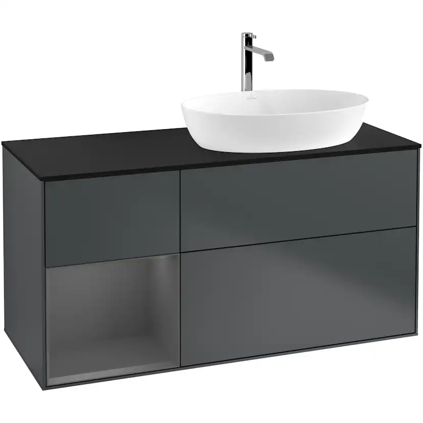 Tvättställsskåp Villeroy & Boch Finion med 3 Lådor Hylla och Bänkskiva för Ocentrerat Tvättställ från Artis & Collaro