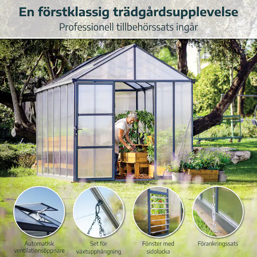 Växthus Canopia by Palram Glory 15,3 m² Mörkgrå