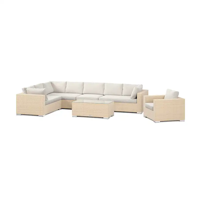 Loungegrupp Comfort Garden Bahamas utomhus L-soffa höger 8-sits med fåtölj och bord