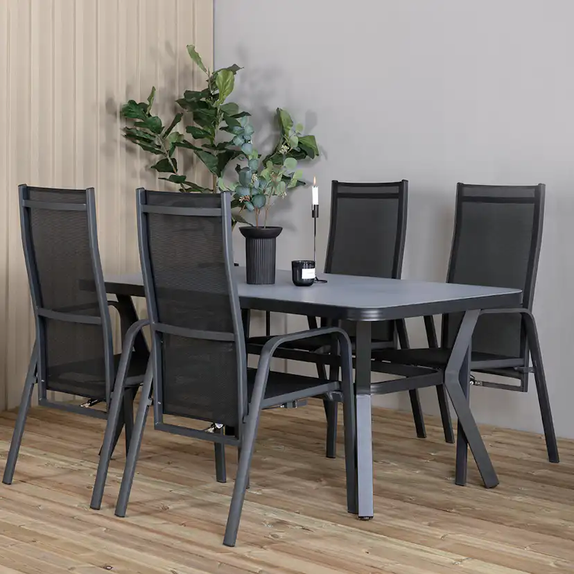 Matgrupp Venture Home Vyn Svart med 4 Curz Matstolar