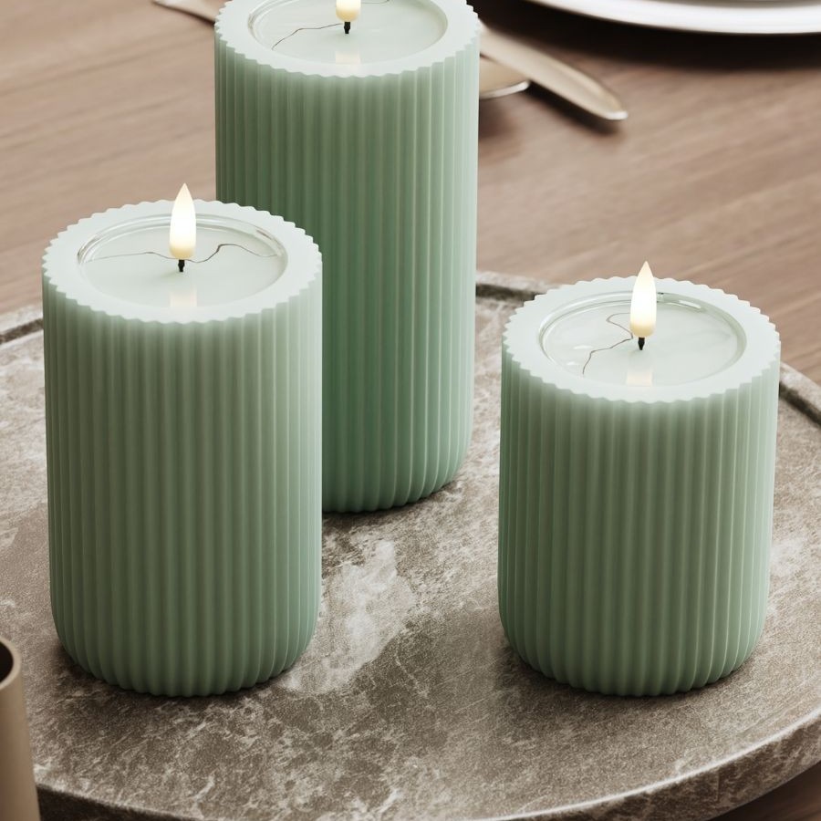 LED-Blockljus UNIQUE Candles Stripe 8x15 cm