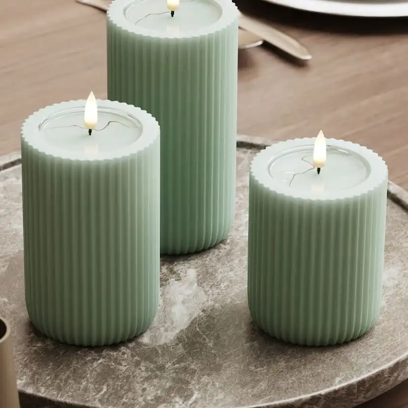 LED-Blockljus UNIQUE Candles Stripe 8x15 cm