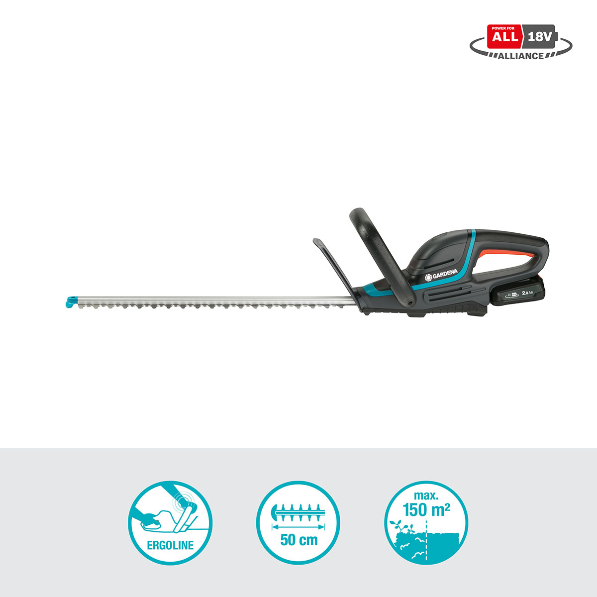 Häcksax Gardena ComfortCut 50/18V P4A Komplett (2,0Ah batteri + standardladdare)