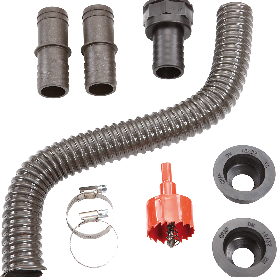 Anslutningsuppsättning Garantia Flex 1 1/4 tum 40 cm Grå