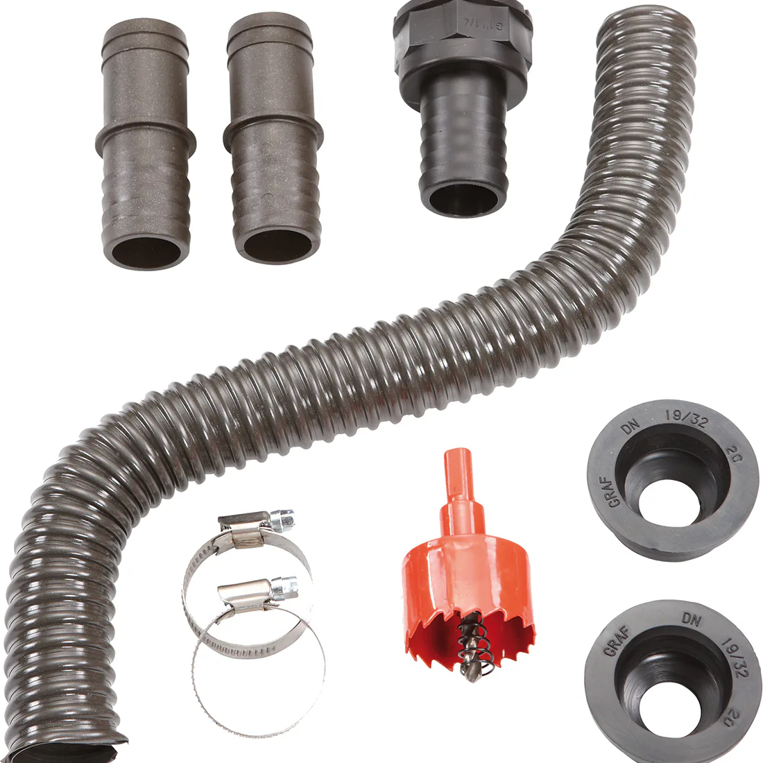 Anslutningsuppsättning Garantia Flex 1 1/4 tum 40 cm Grå