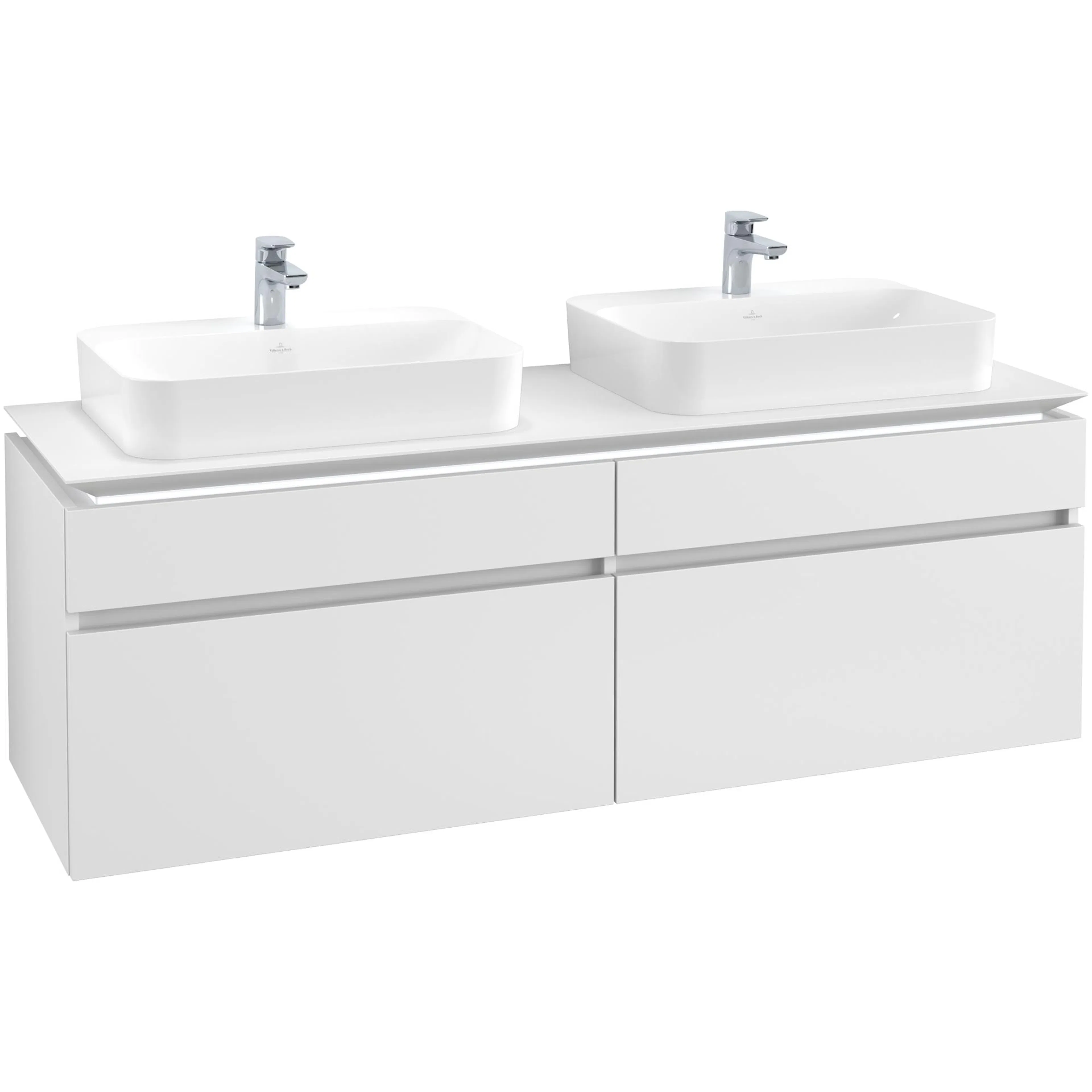 Tvättställsskåp Villeroy & Boch Legato 1600 med 4 Lådor för Två Ytmonterade Tvättställ från Finion & Memento
