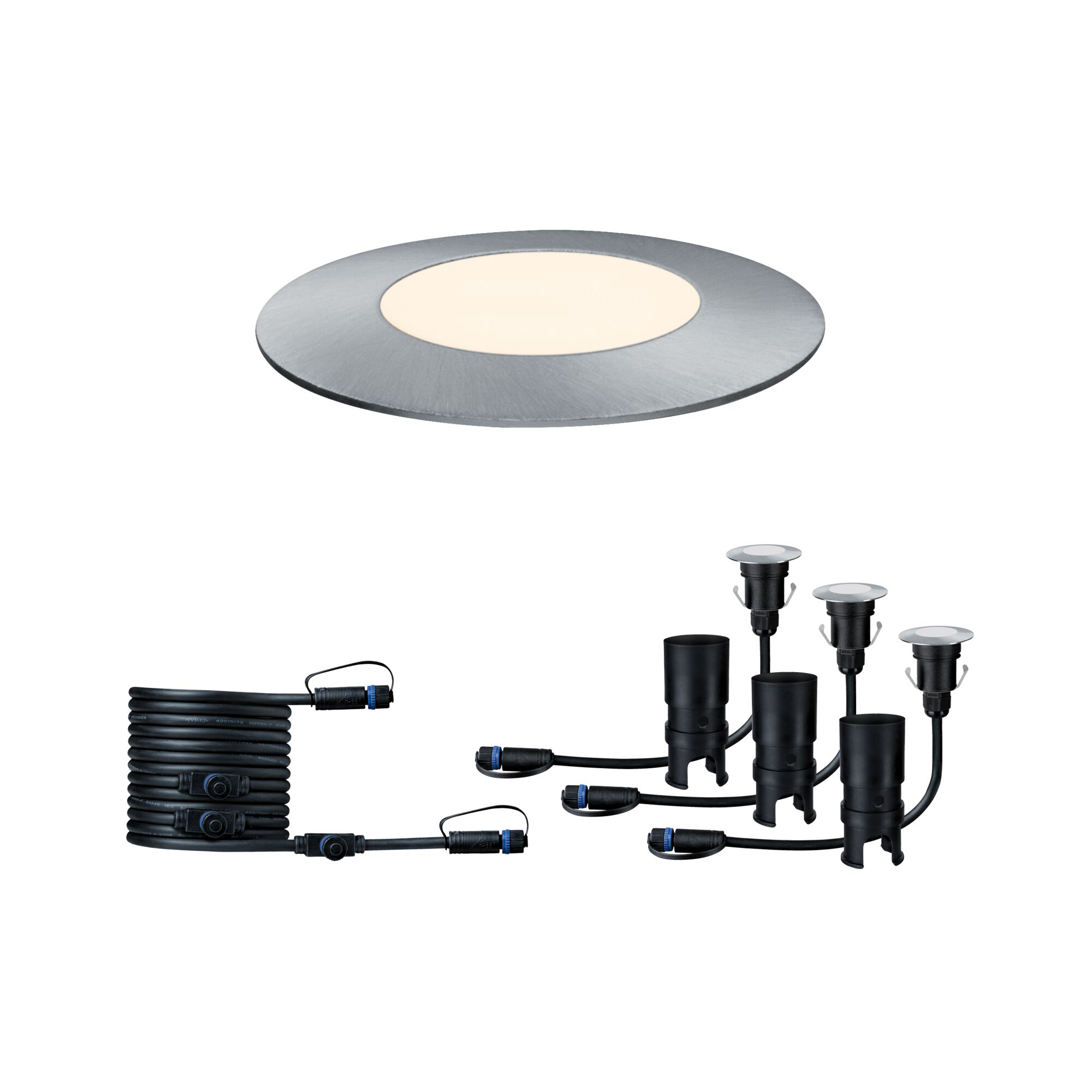 LED Infälld Markbelysning Paulmann Plug & Shine Floor Mini Spot IP67 24V Förlängningsset 3-pack med Kabel