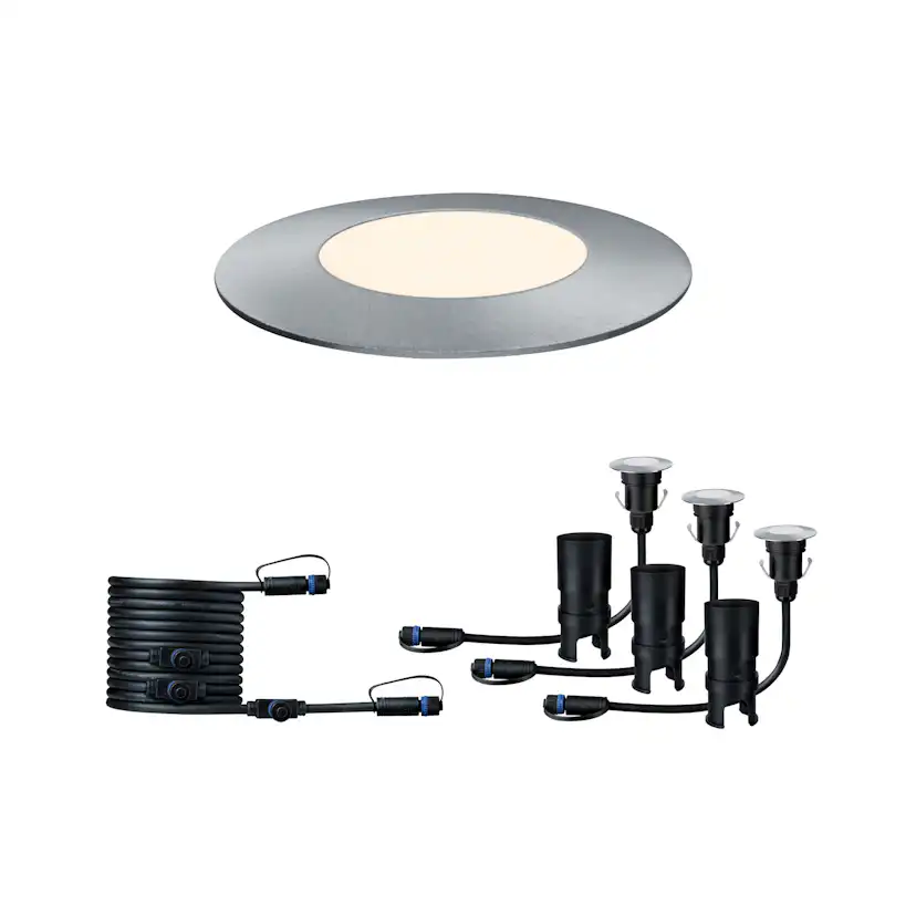 LED Infälld Markbelysning Paulmann Plug & Shine Floor Mini Spot IP67 24V Förlängningsset 3-pack med Kabel