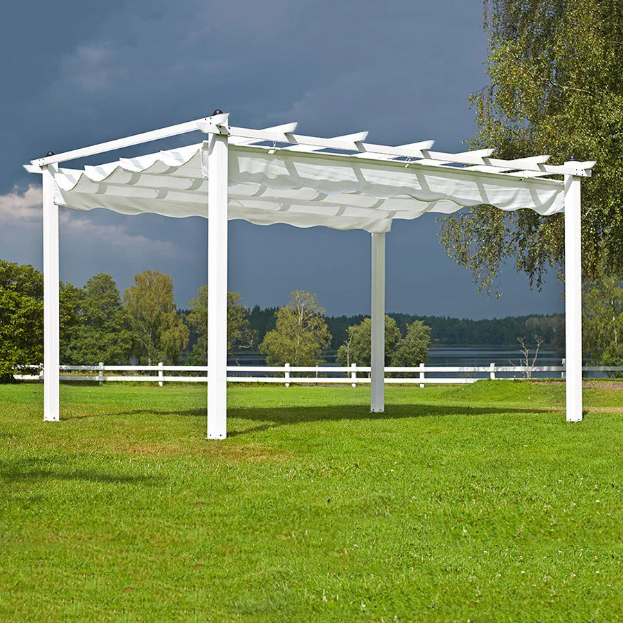 Pergola Hillerstorp Skanör 3x4m Vitt Solskydd