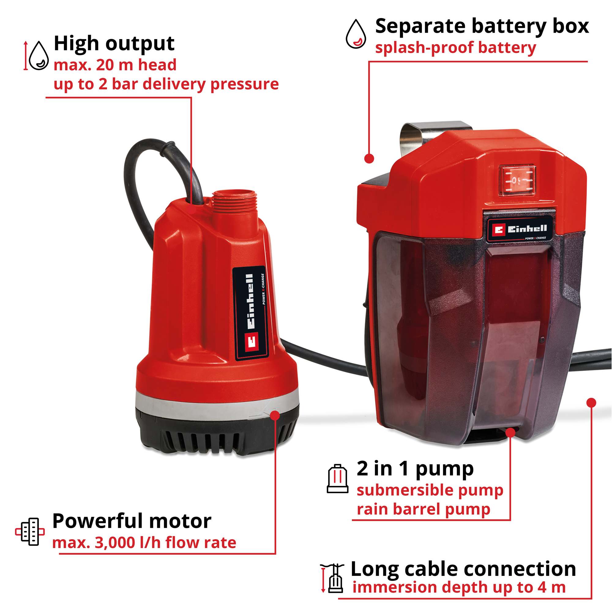 Tryckpump Einhell Batteridriven GE-PP 18 RB Li Solo utan Batteri