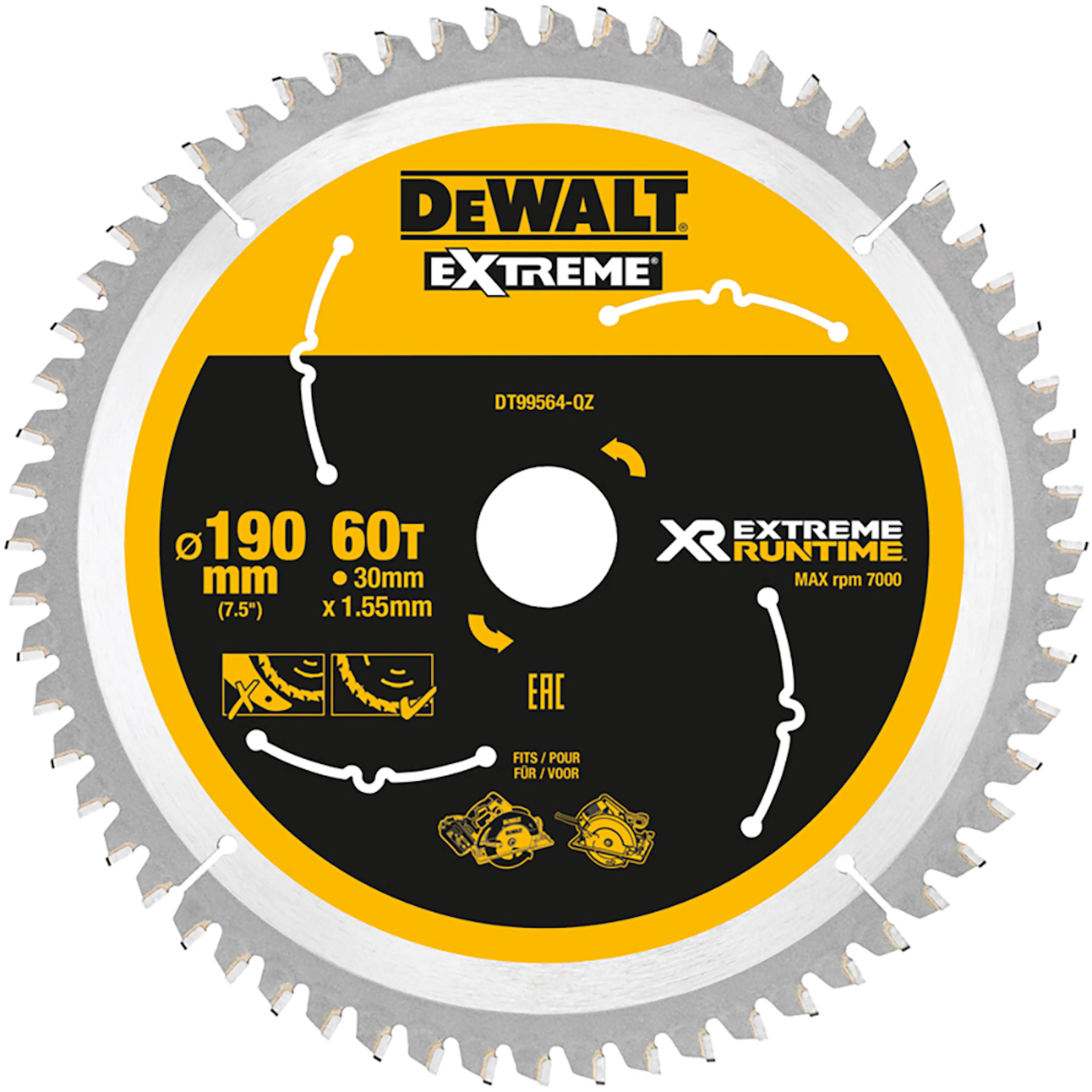 SÅGKLINGA DEWALT DT99564 XR 190MMX30MM 60T 190x30 mm, 60 Tänder