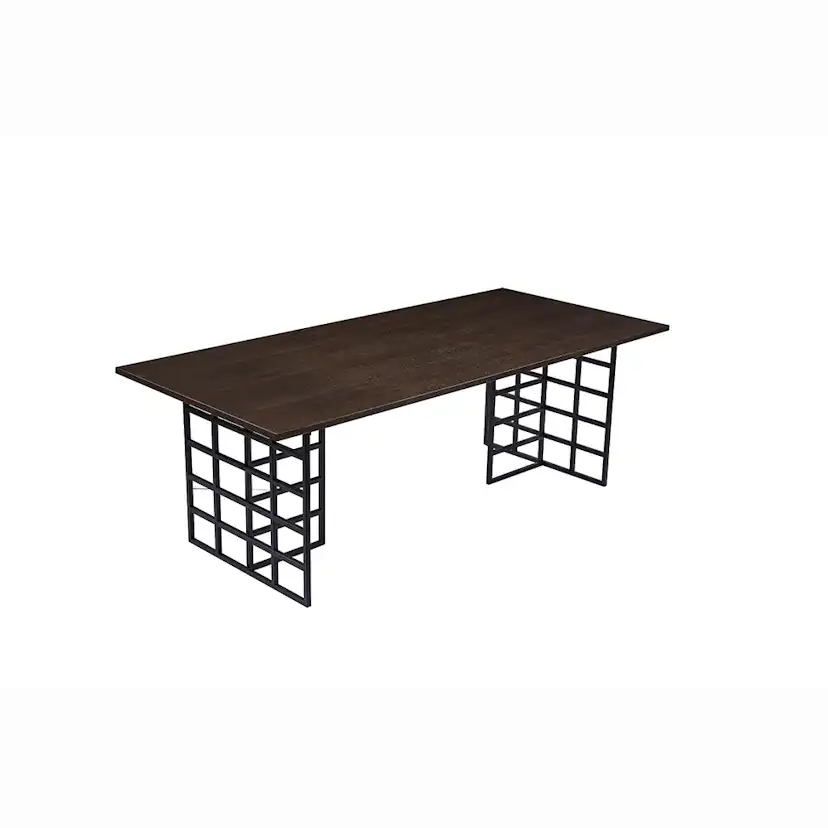 Ystad Dining Table - Black / Mocca Oak Veneer Brun