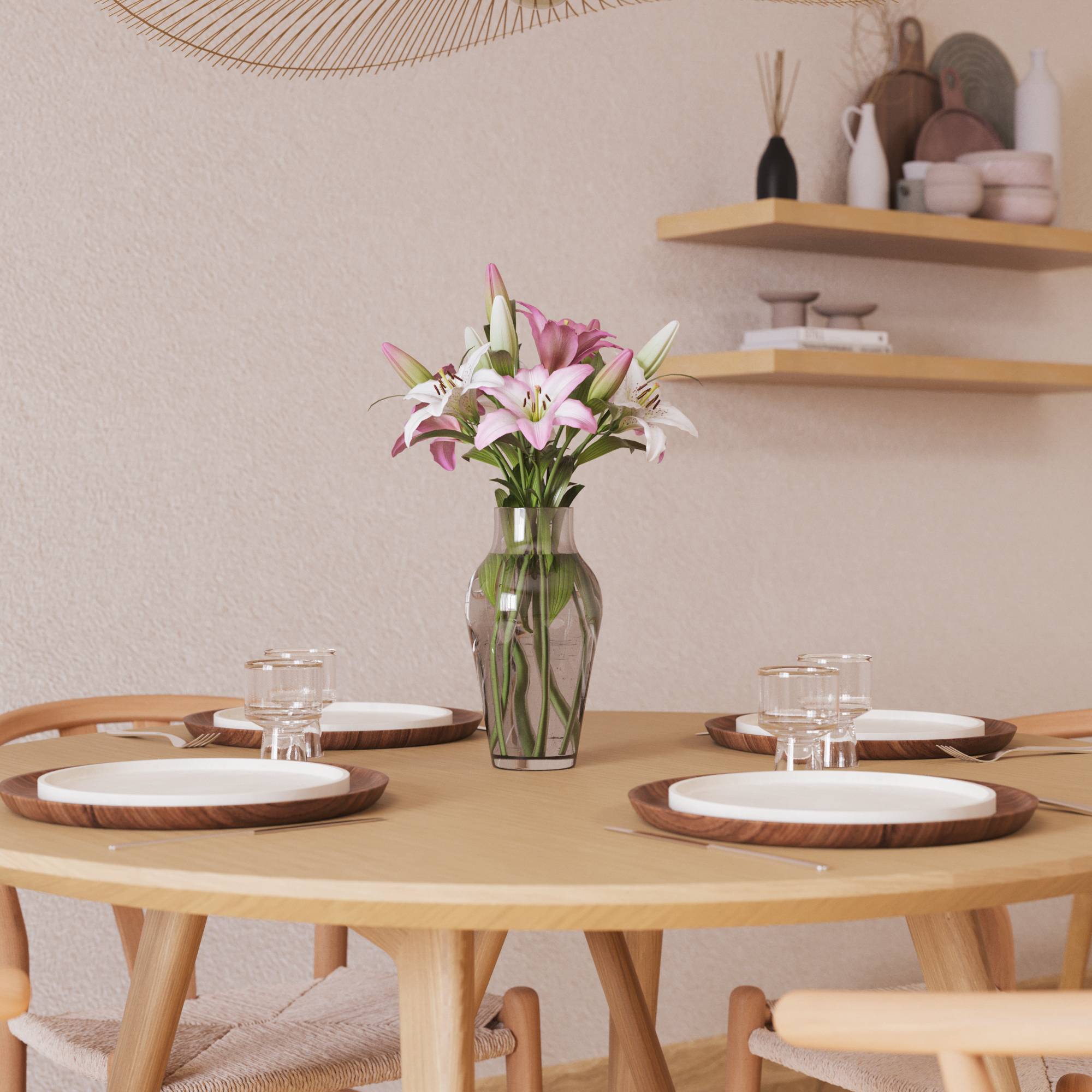 Matgrupp Bark Jerup Runt Matbord 120 cm med 4 Dastoori Matstol