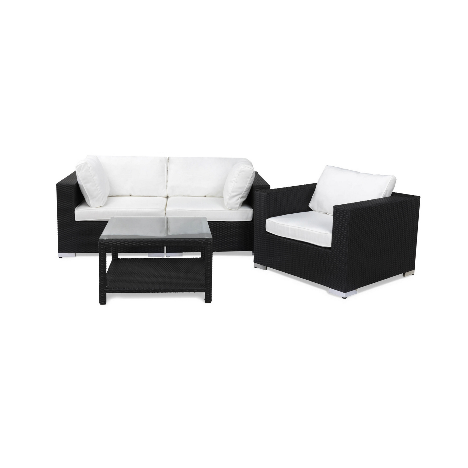 Loungegrupp Comfort Garden Bahamas 3-sits med Utebord 75x75 och Utefåtölj Utomhus