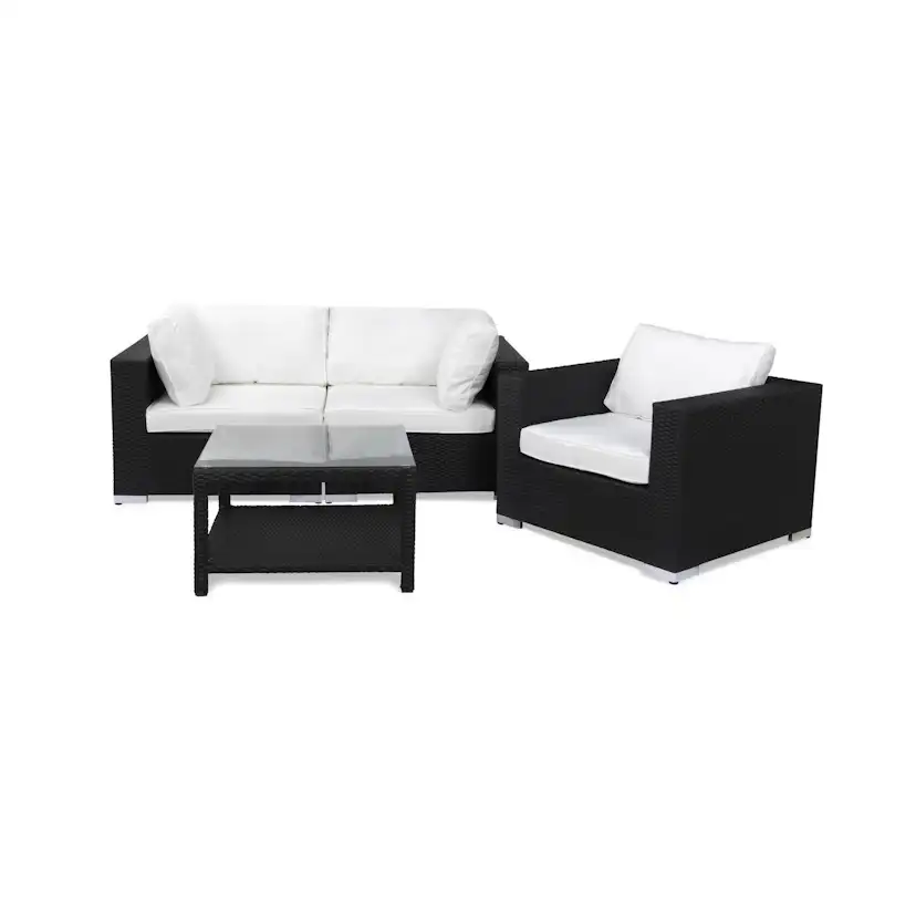 Loungegrupp Comfort Garden Bahamas 3-sits med Utebord 75x75 och Utefåtölj Utomhus