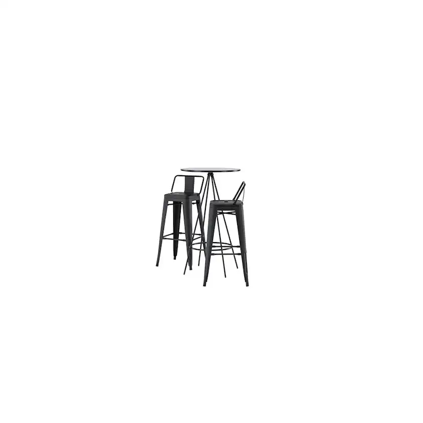 Matgrupp Venture Home Bistro Ø60 cm med 2 st Tempe stolar Svart