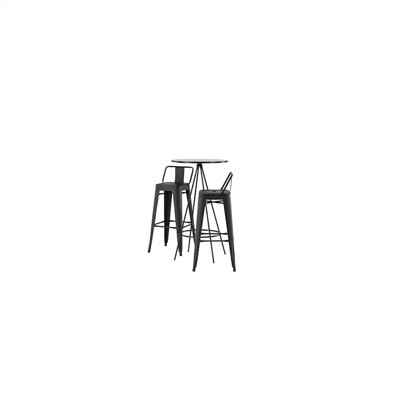 Matgrupp Venture Home Bistro Ø60 cm med 2 st Tempe stolar Svart