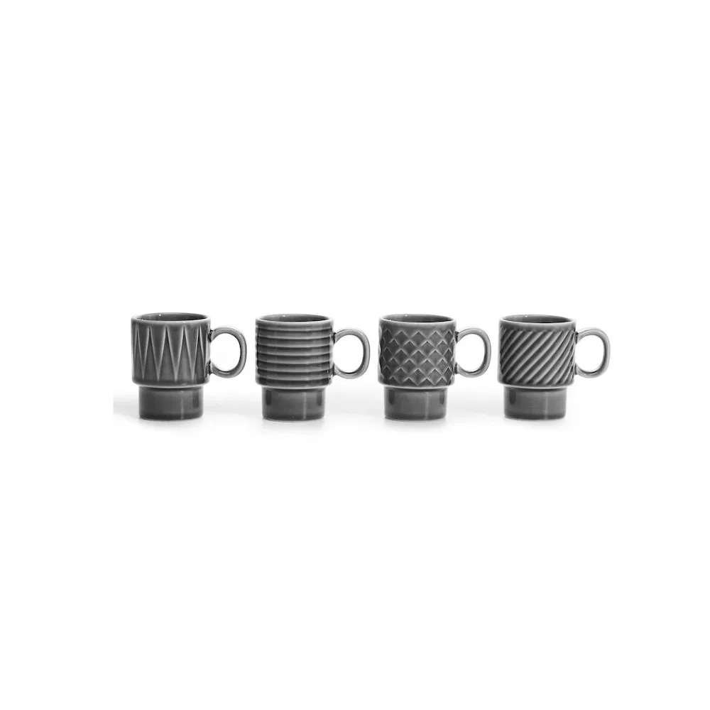 Coffee & More espressokopp 4-pack Grå