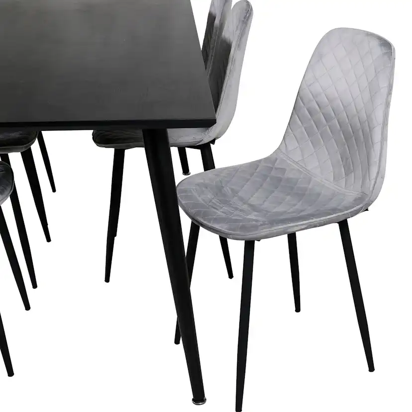 Dipp Dining Table - 180*90cm - Black Veneer / all black legs Mörkgrå