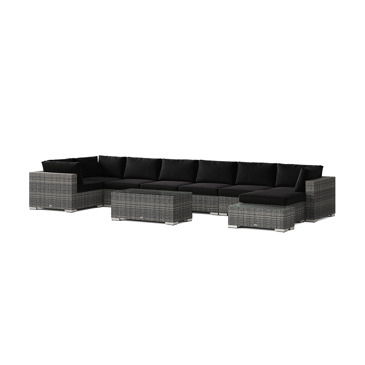 Loungegrupp Comfort Garden Bahamas utomhus U-soffa 8-sits vändbar divan med öppet avslut och bord