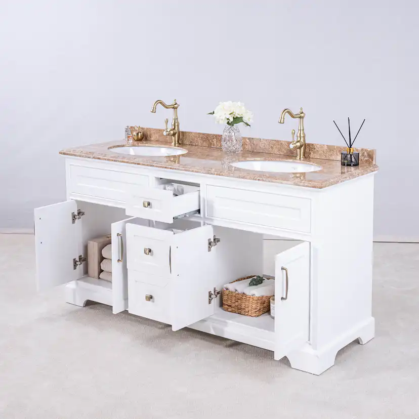 Tvättställsskåp Vesani Wyoming Dubbel Beige Marmor