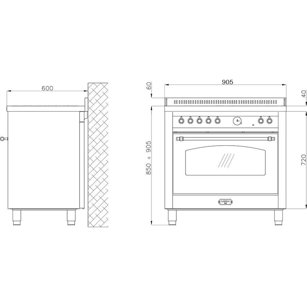Spis Lofra Dolce Vita 90 cm 1 Ugn Induktion