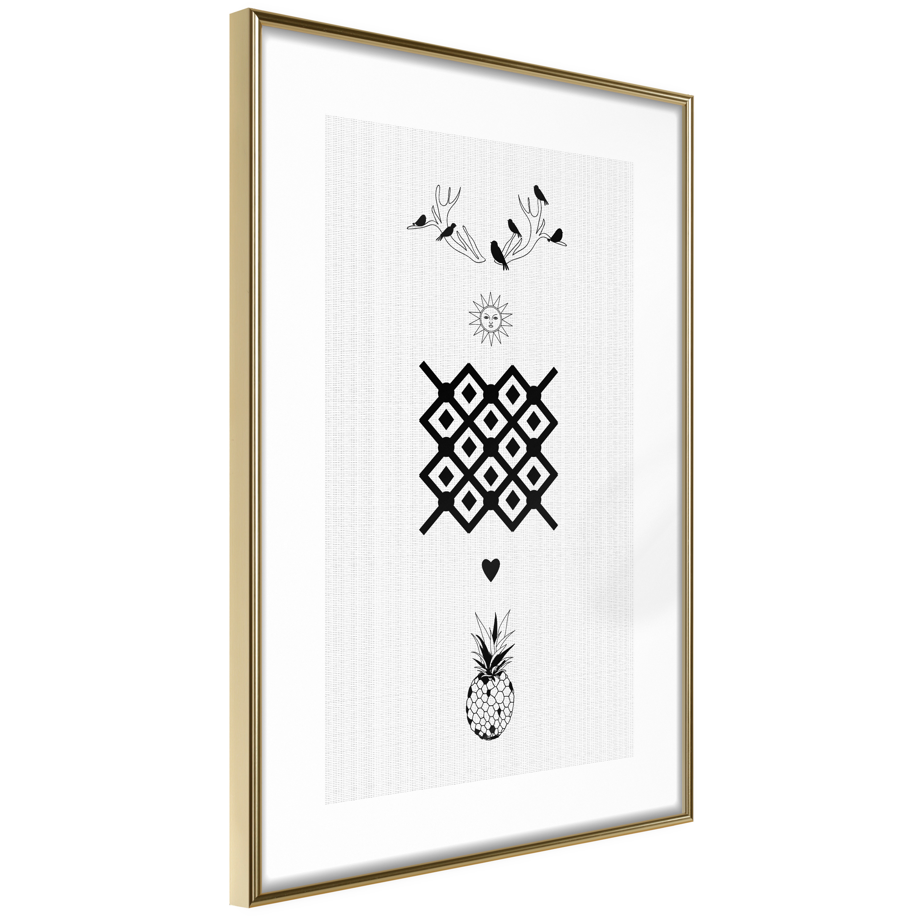 Affisch - Happiness [Poster] 40x60 Guld ram, 40x60 cm