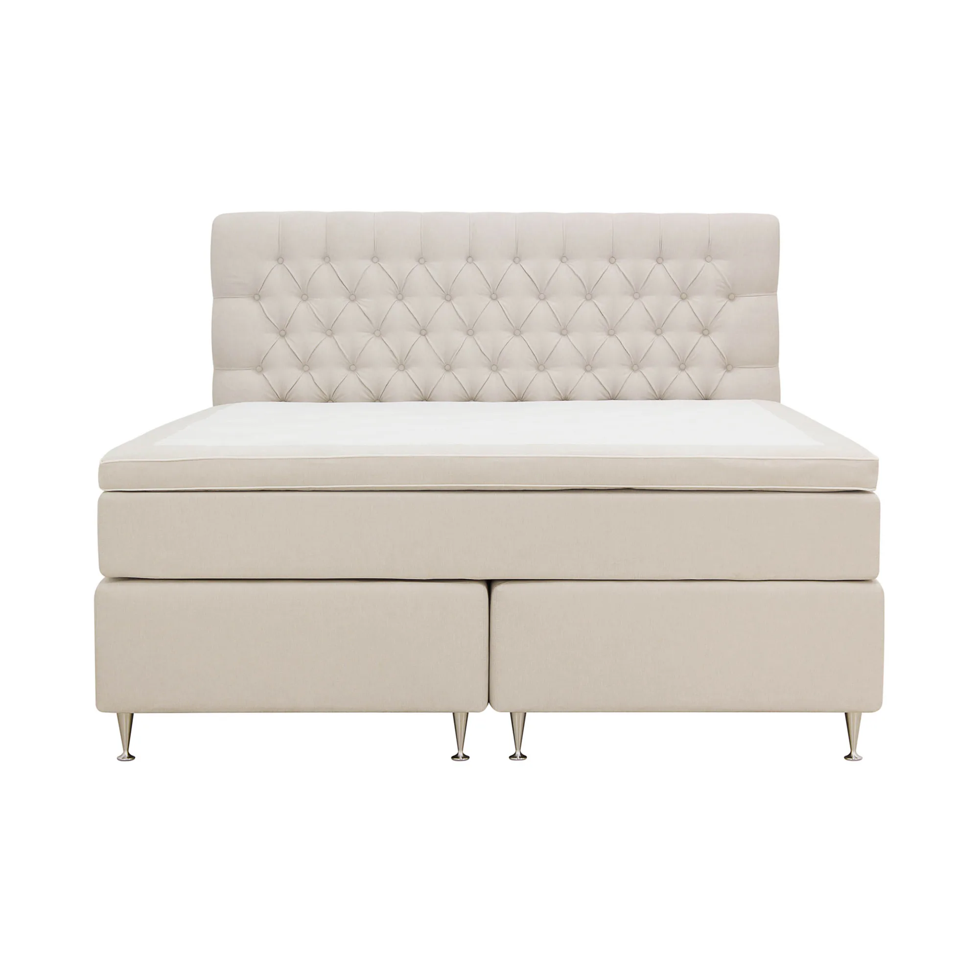 Kontinentalsäng Berg & Strand Hilton Lyx Komplett Sängpaket 180x200 cm med Knappad Sänggavel Ljusbeige