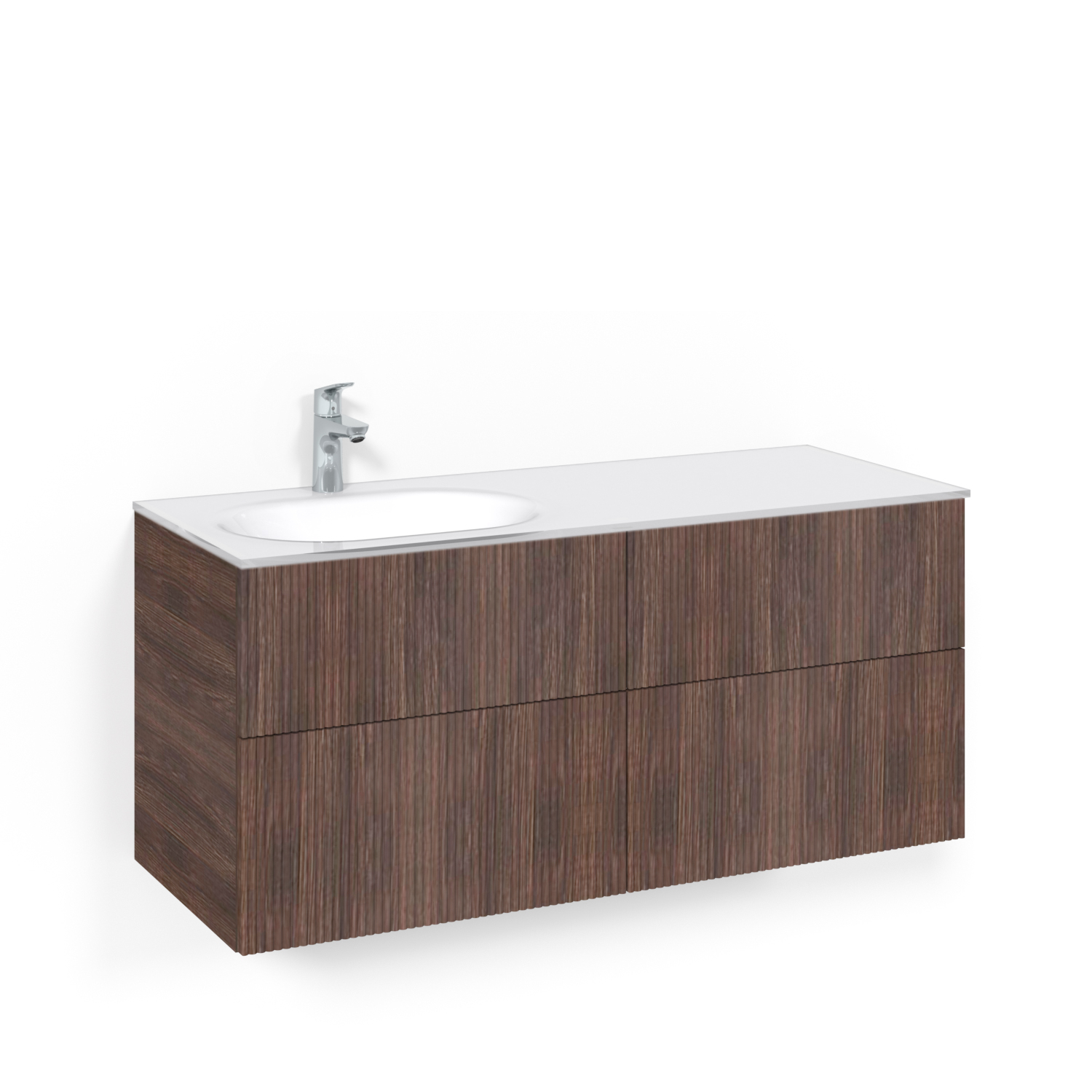 Crown Kom 120x45D Ba Li PO VGV Brun Ask, 1200 mm, Glastvättställ Vitt, Med Pushfunktion