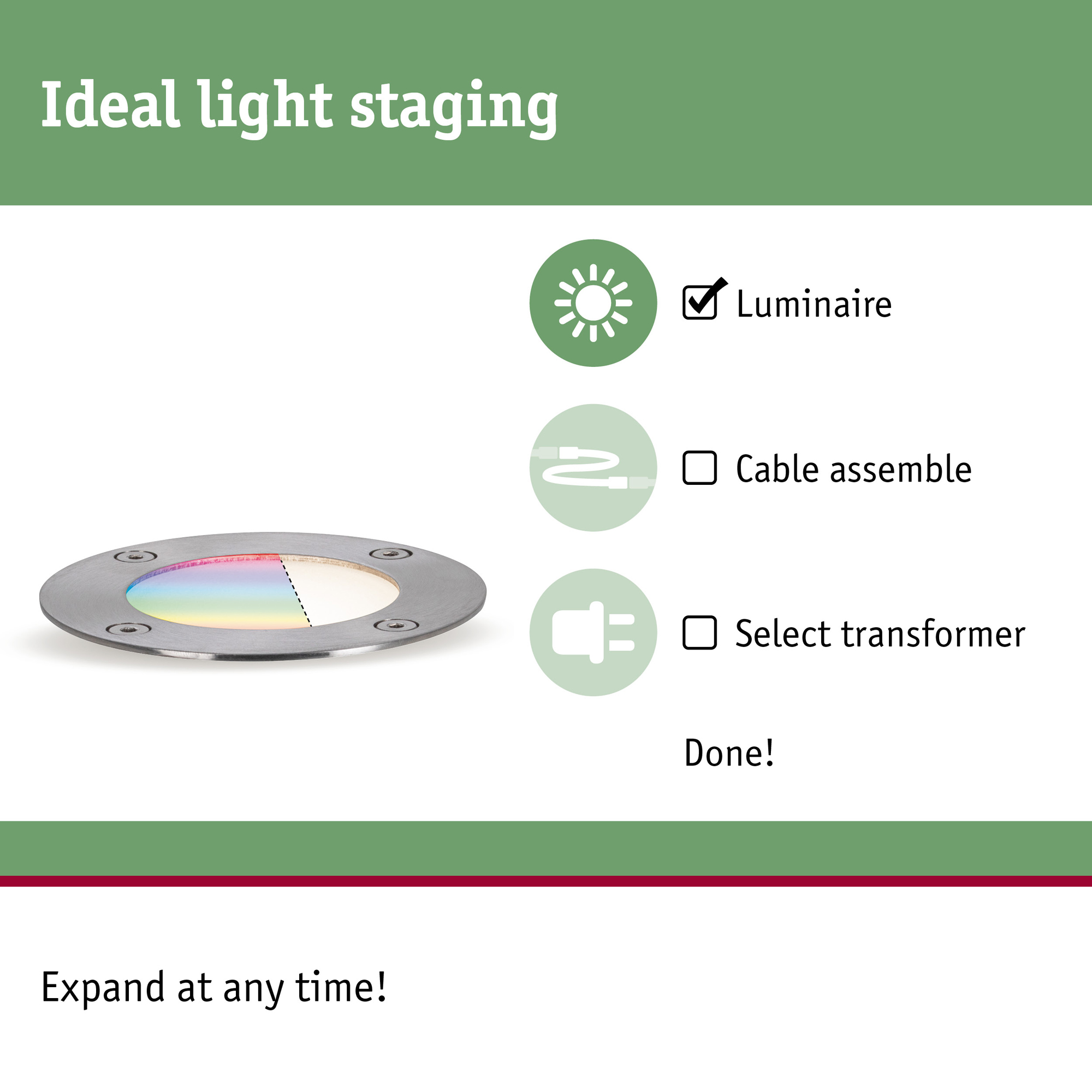 LED Infälld Markbelysning Paulmann Plug & Shine Smart Home Zigbee 3.0 Floor Profil IP67 RGBW+ 3,7W