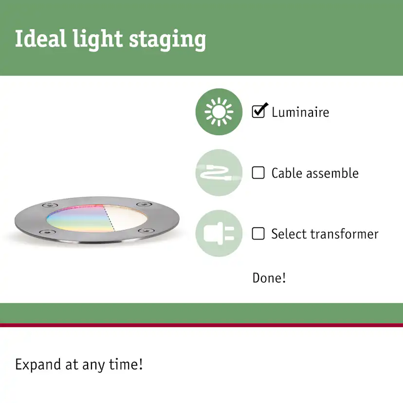 LED Infälld Markbelysning Paulmann Plug & Shine Smart Home Zigbee 3.0 Floor Profil IP67 RGBW+ 3,7W