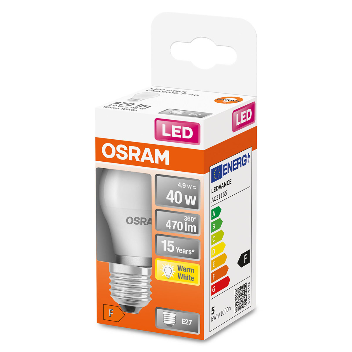 LED-Lampa Osram Klot (40) E27 Matt 827 Cl P St