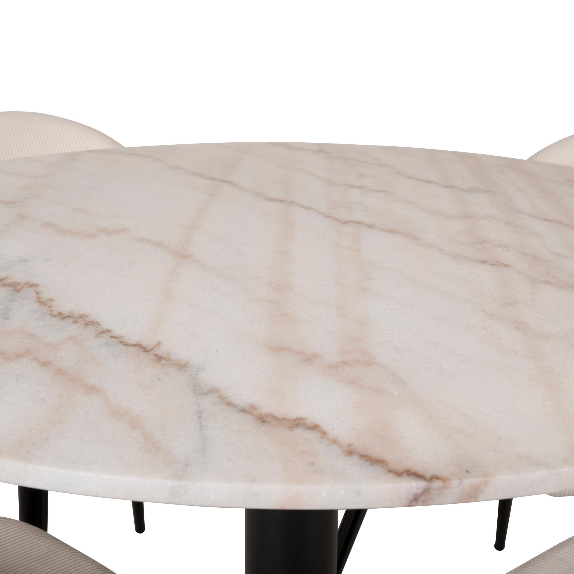 Estelle runt Matbord - Svart / Vit marmor - ø106*H75+Velvet Vit/Beige
