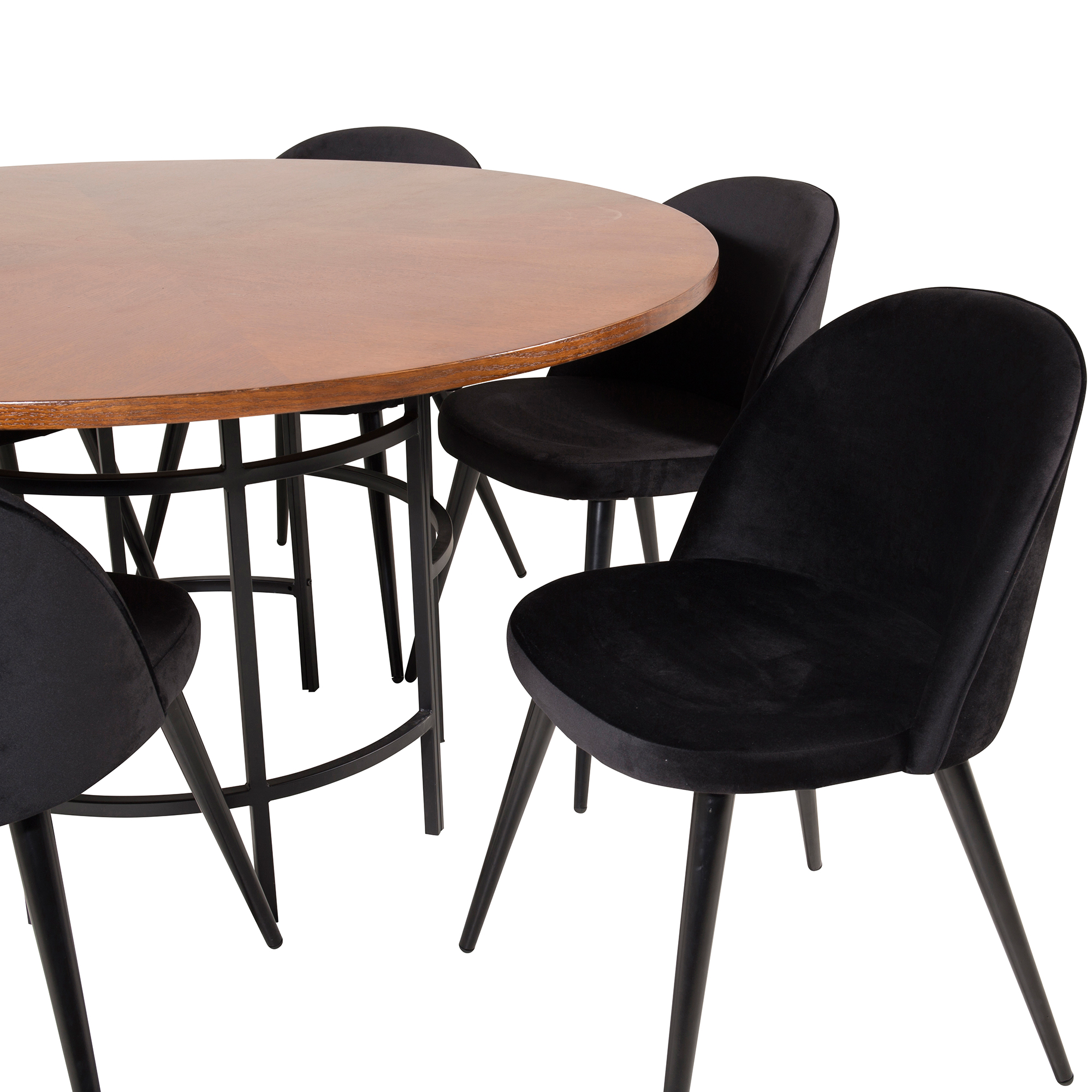 Copenhagen - Dining Table round - Brown / Black+Velvet Matst Brun/Svart