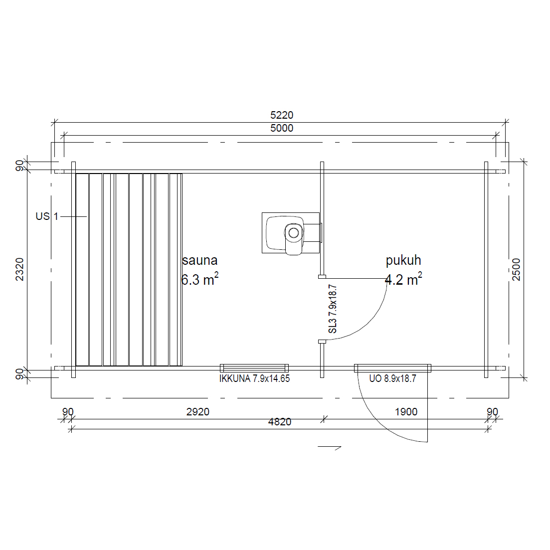 Bastu LP Garden 11,2 m²  Modern Pulpettaktkonstruktion