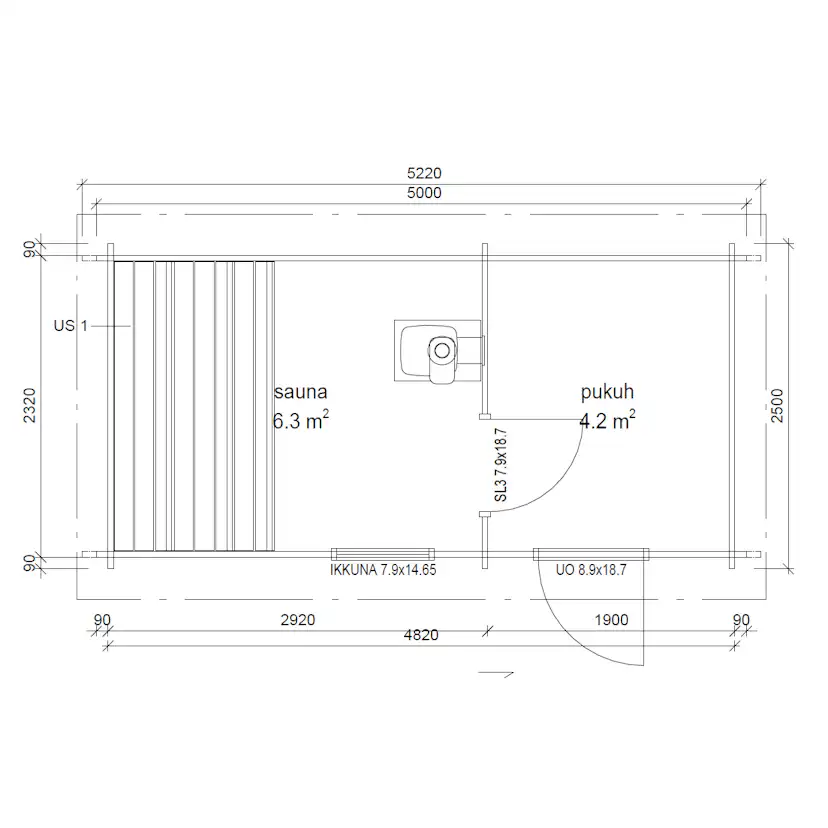 Bastu LP Garden 11,2 m² Modern Pulpettaktkonstruktion