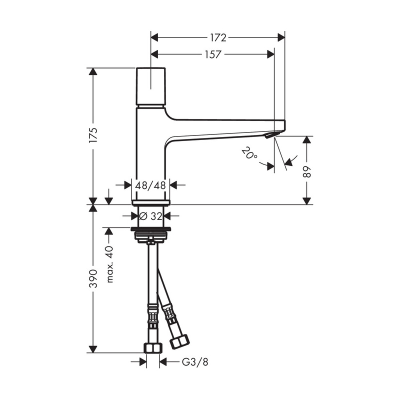 Tvättställsblandare Hansgrohe Metropol Select 100 CoolStart Push-Open