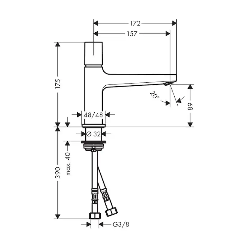 Tvättställsblandare Hansgrohe Metropol Select 100 CoolStart Push-Open