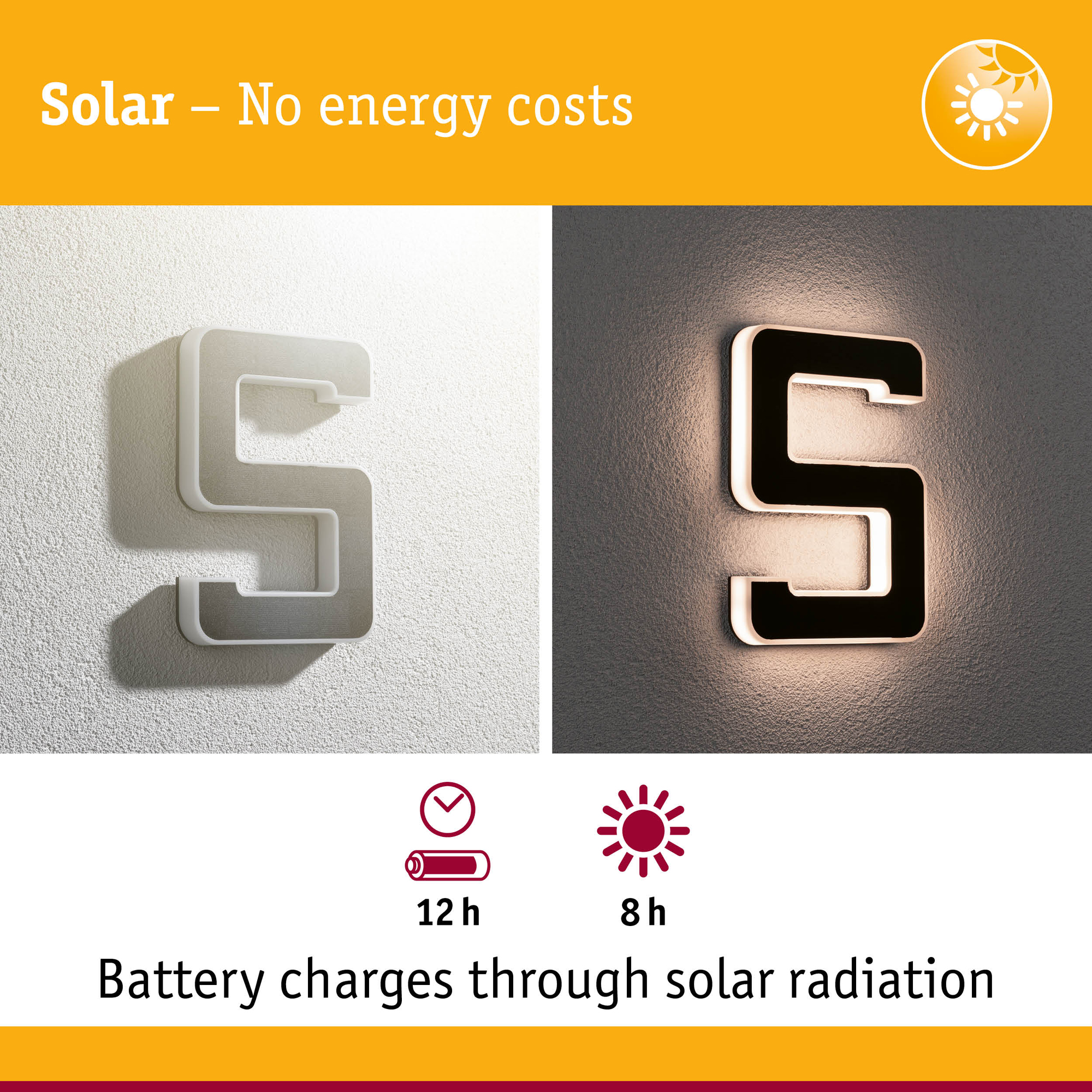 Fasadbelysning Solcell LED Paulmann Husnummer 0-9 med belysning inkl. utbytbart batteri IP44