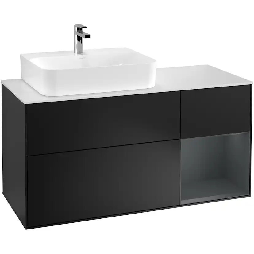 Tvättställsskåp Villeroy & Boch Finion med 3 Lådor Hylla och Bänkskiva för Ocentrerat Tvättställ