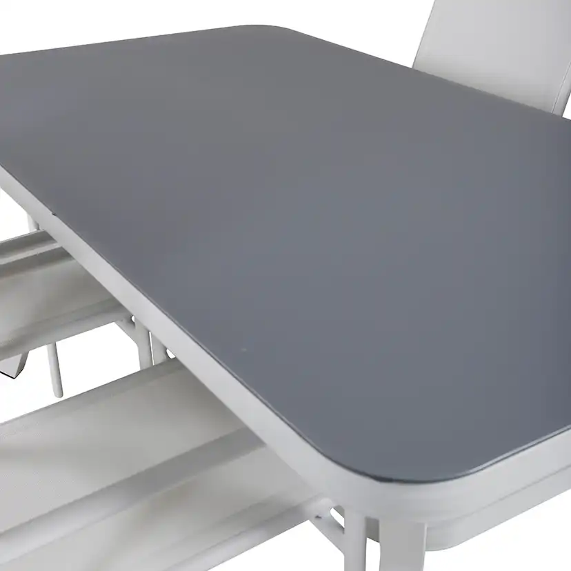 Matgrupp Venture Home Vyn Vit med 4 Samba Stapelbara Matstolar