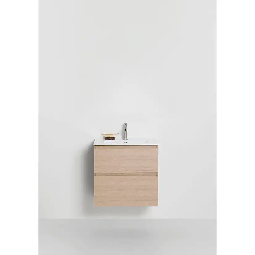 Tvättställsskåp Hafa Go Plus med Tvättställ Ljus Ek, B: 610mm