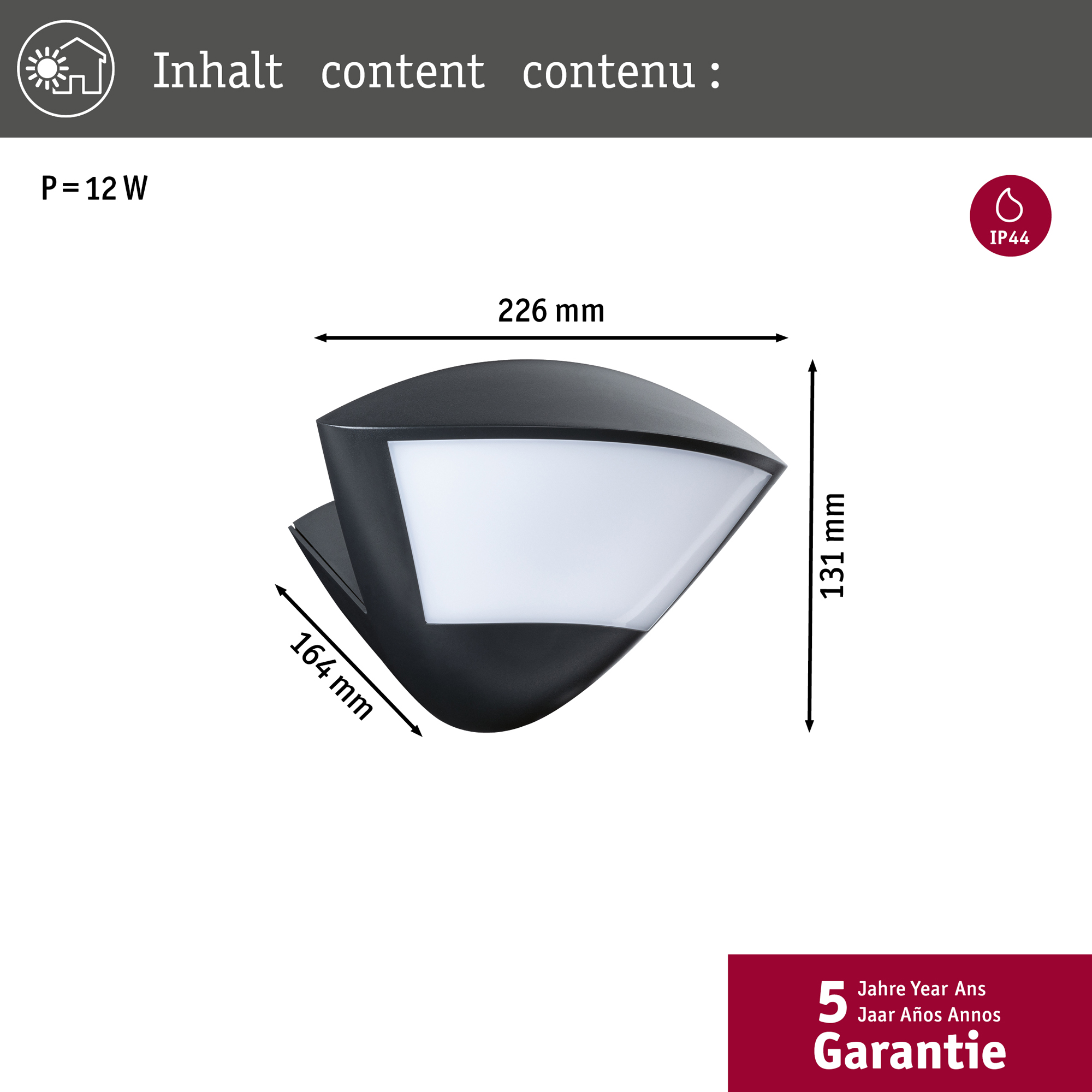 Fasadbelysning LED Paulmann Skyla Smart Home Zigbee 3.0 med Skymningsstyrd rörelsedetektor IP44 230V
