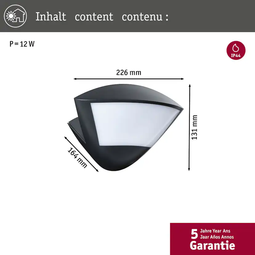 Fasadbelysning LED Paulmann Skyla Smart Home Zigbee 3.0 med Skymningsstyrd rörelsedetektor IP44 230V