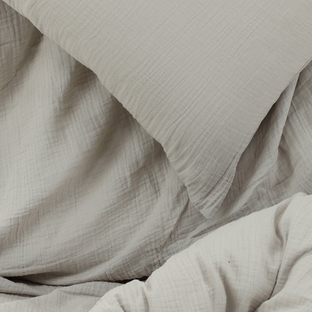 Mila Bed Set Cotton Gauze Light Grey 150x200 cm Färg: Ljusgrå, Mått: 150x200 cm