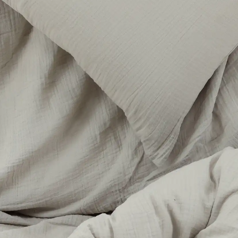 Mila Bed Set Cotton Gauze Light Grey 150x200 cm Färg: Ljusgrå, Mått: 150x200 cm