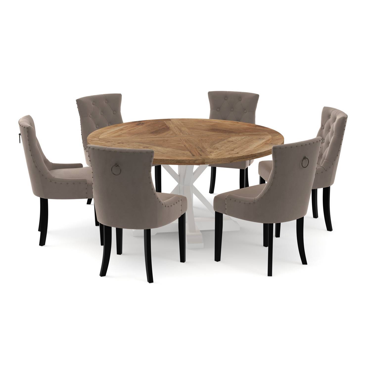 Matgrupp Bloomington Lyon Runt Matbord 150 cmVit Bas med 6 Viktoria Matstol