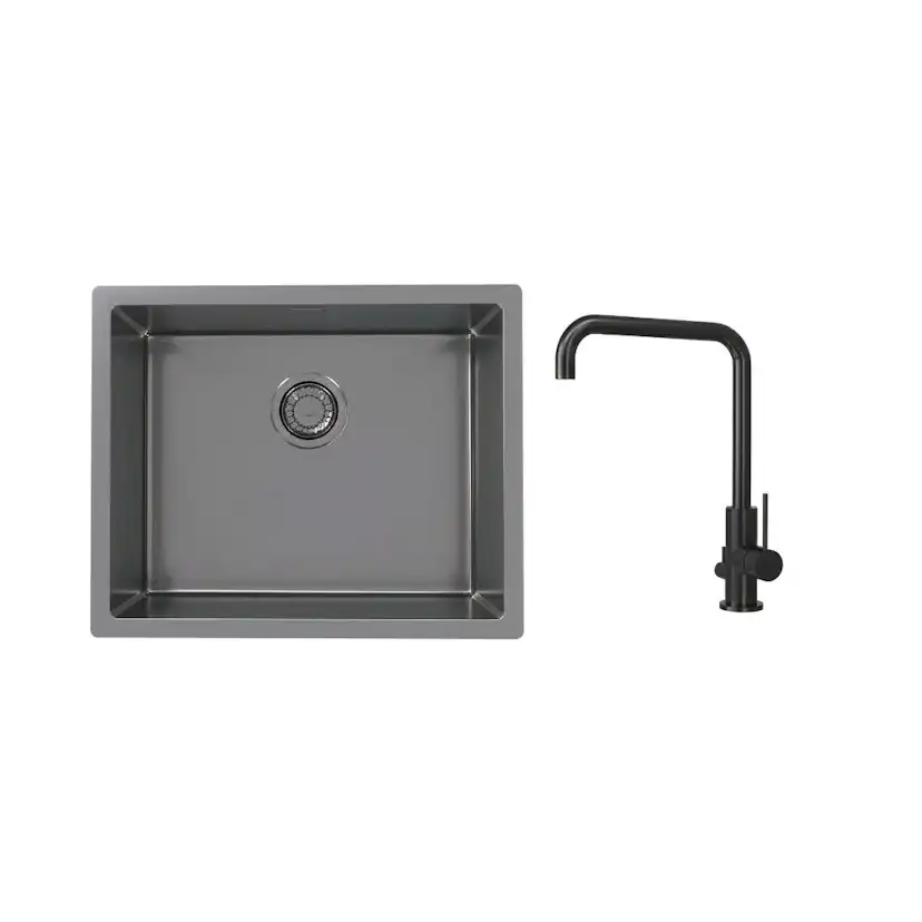 Diskho Stala Monarch-50 med Köksblandare Scandtap Steel Mood DxAntracit/Shadow