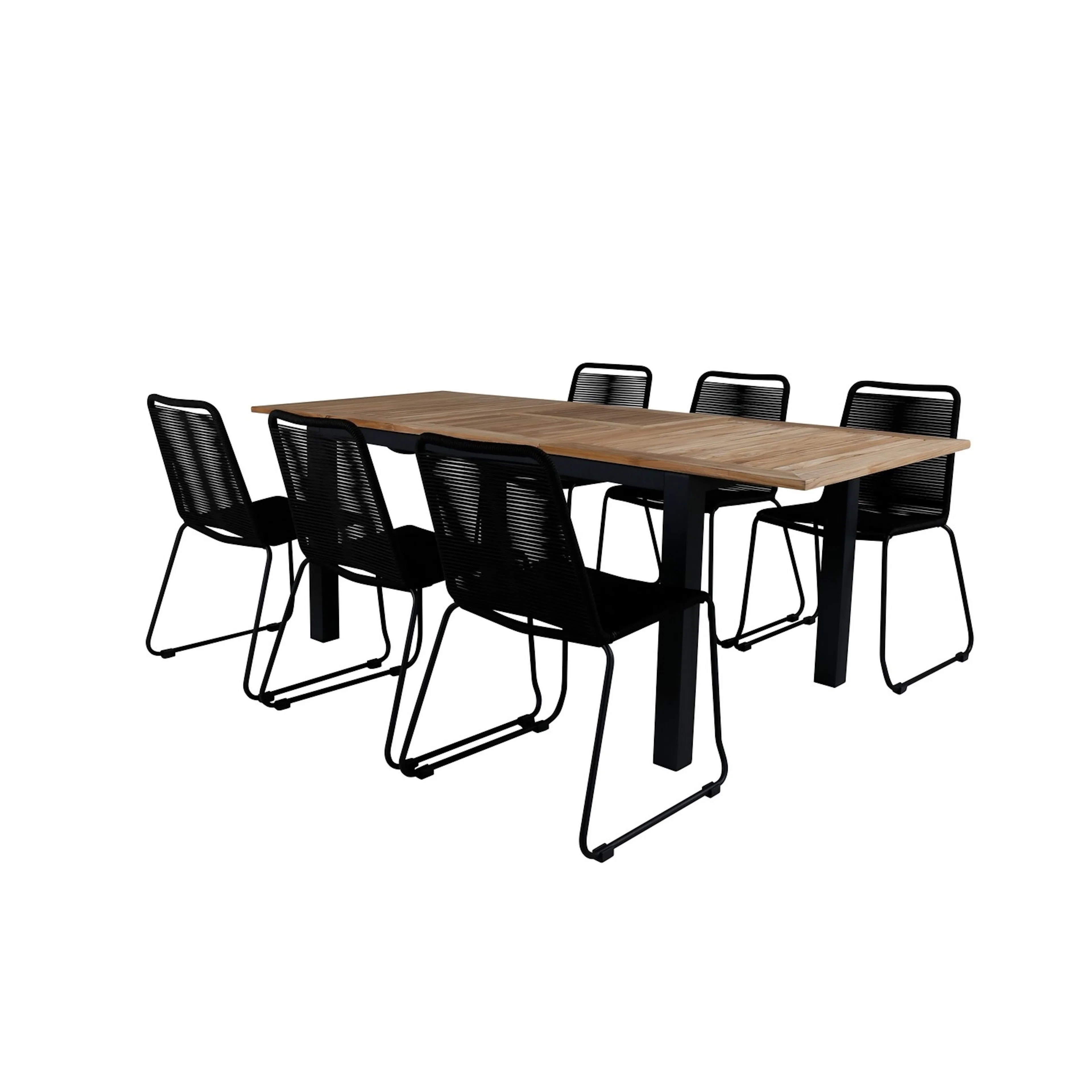 Panama Table 152/210 - Black/Teak+Lindos Stacking Chair - Bl Svart
